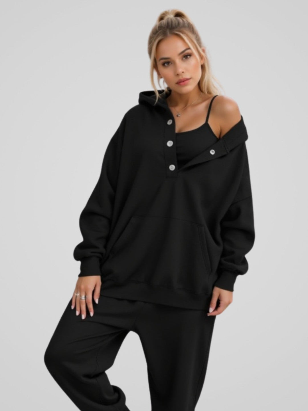 Cozy Oversized Snap-Fit Hoodie for Ultimate Comfort
