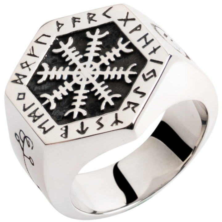 Helm of Awe Aegishjalmur Symbol Ring - Norse Mythology Jewelry