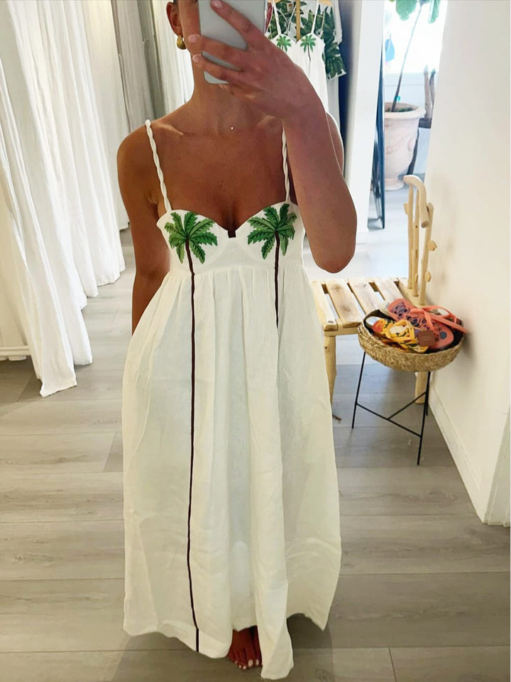 Women's Tropical Print Slip Dress - Lightweight Summer Fashion
