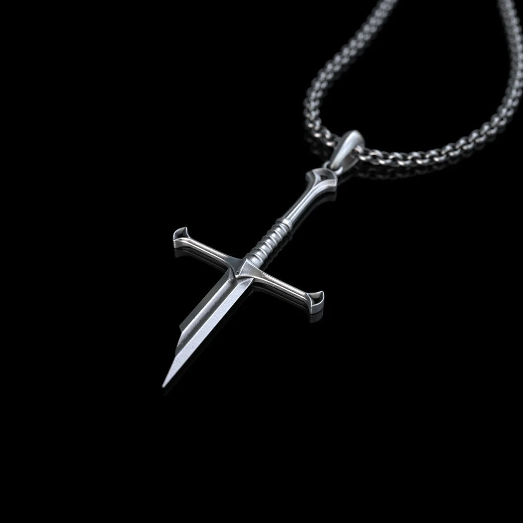 Unique Broken Sword Pendant Necklace - Stylish Gothic Jewelry for Men and Women