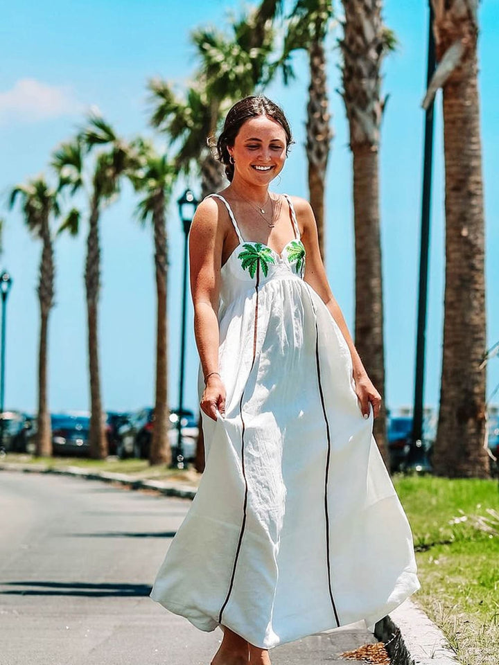 Women's Tropical Print Slip Dress - Lightweight Summer Fashion