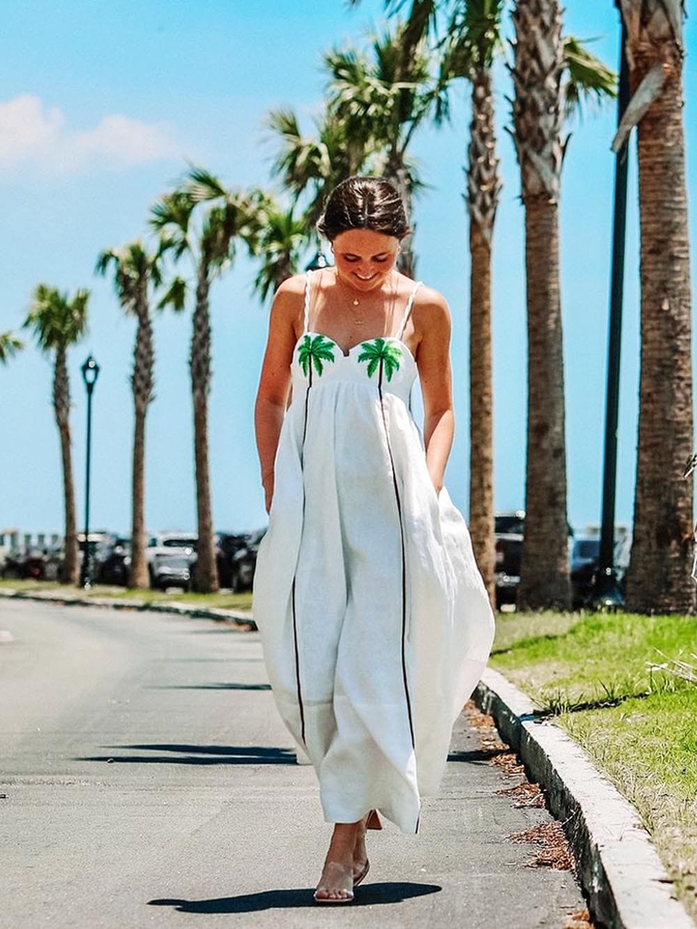 Women's Tropical Print Slip Dress - Lightweight Summer Fashion