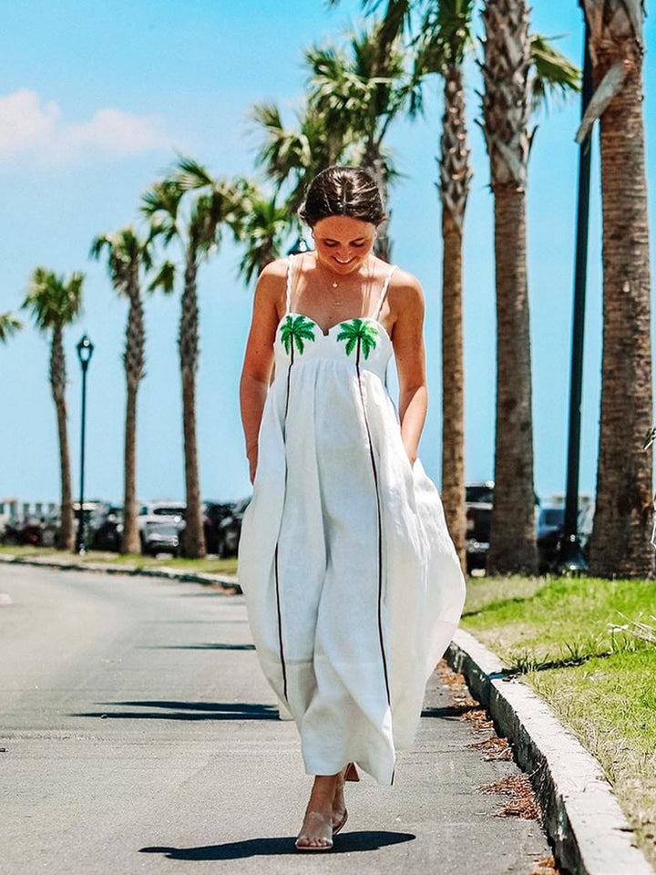 Women's Tropical Print Slip Dress - Lightweight Summer Fashion