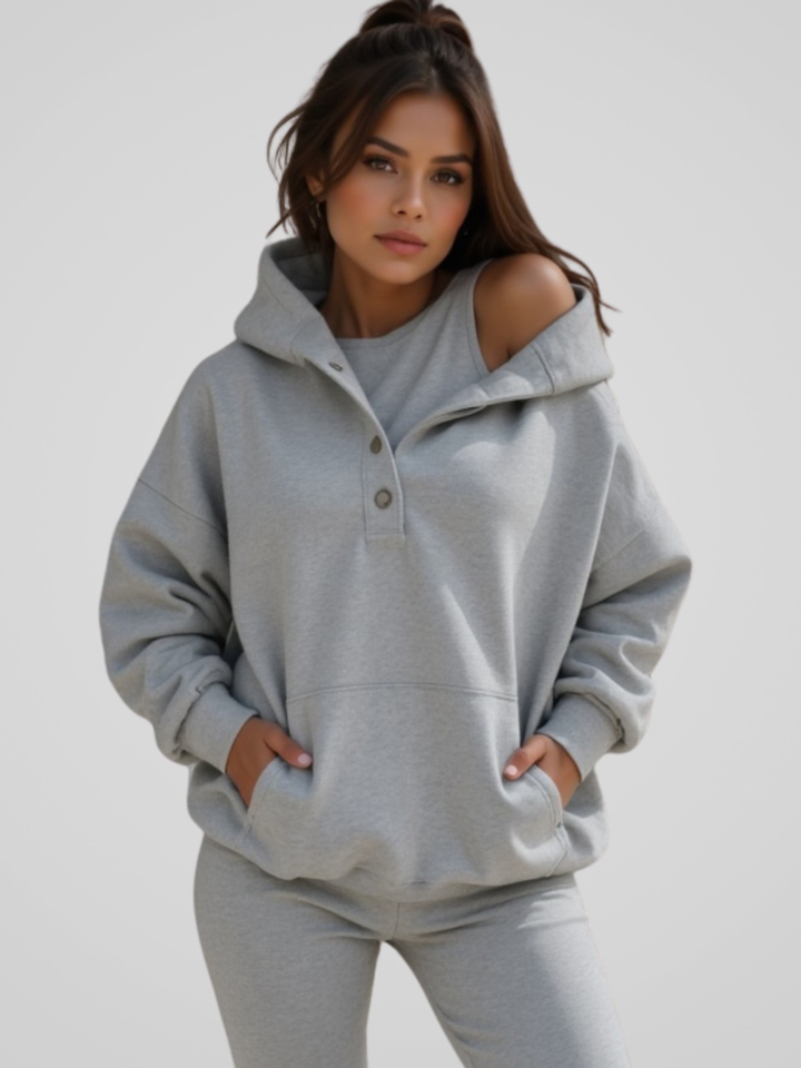 Cozy Oversized Snap-Fit Hoodie for Ultimate Comfort