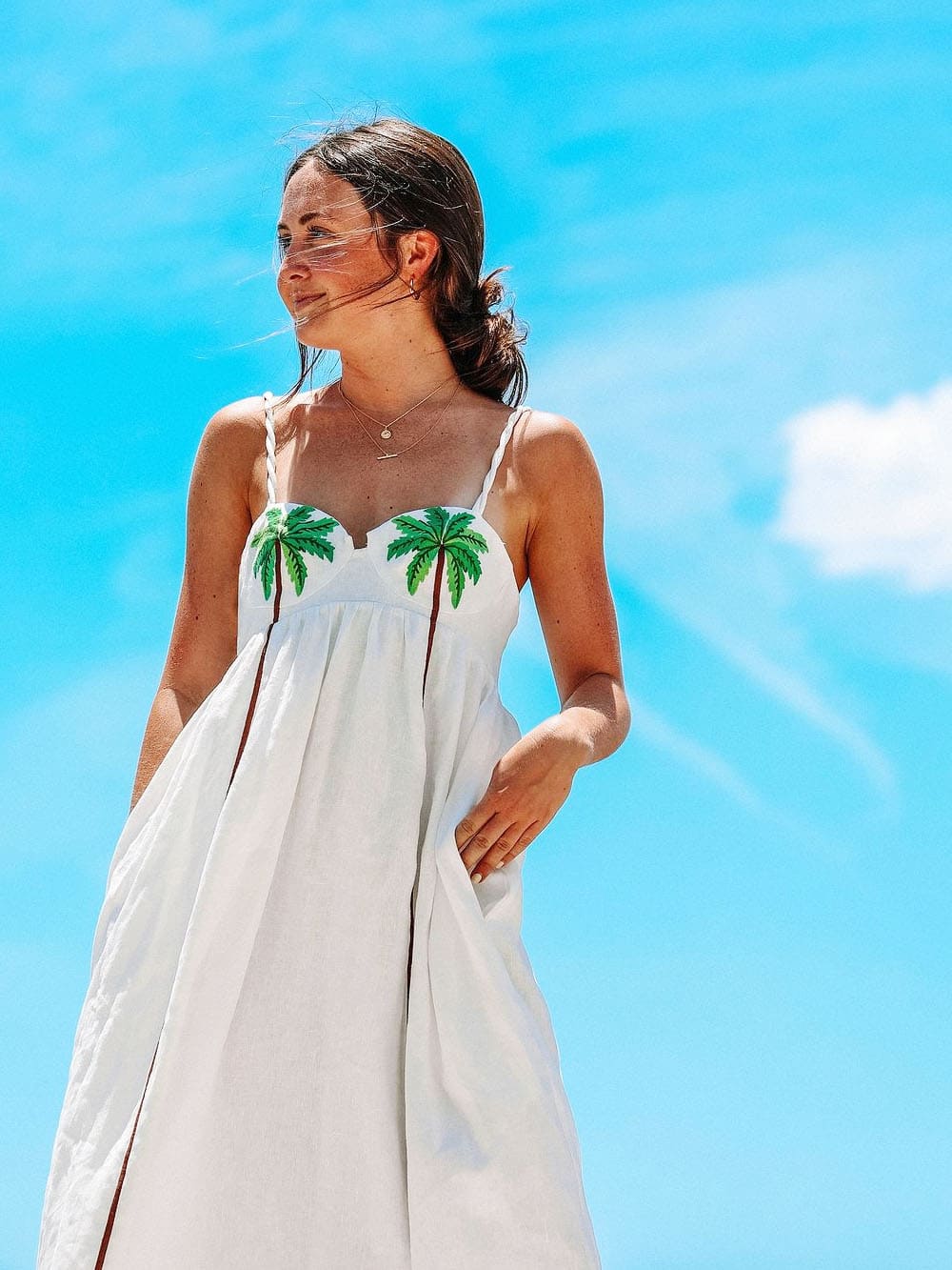 Women's Tropical Print Slip Dress - Lightweight Summer Fashion