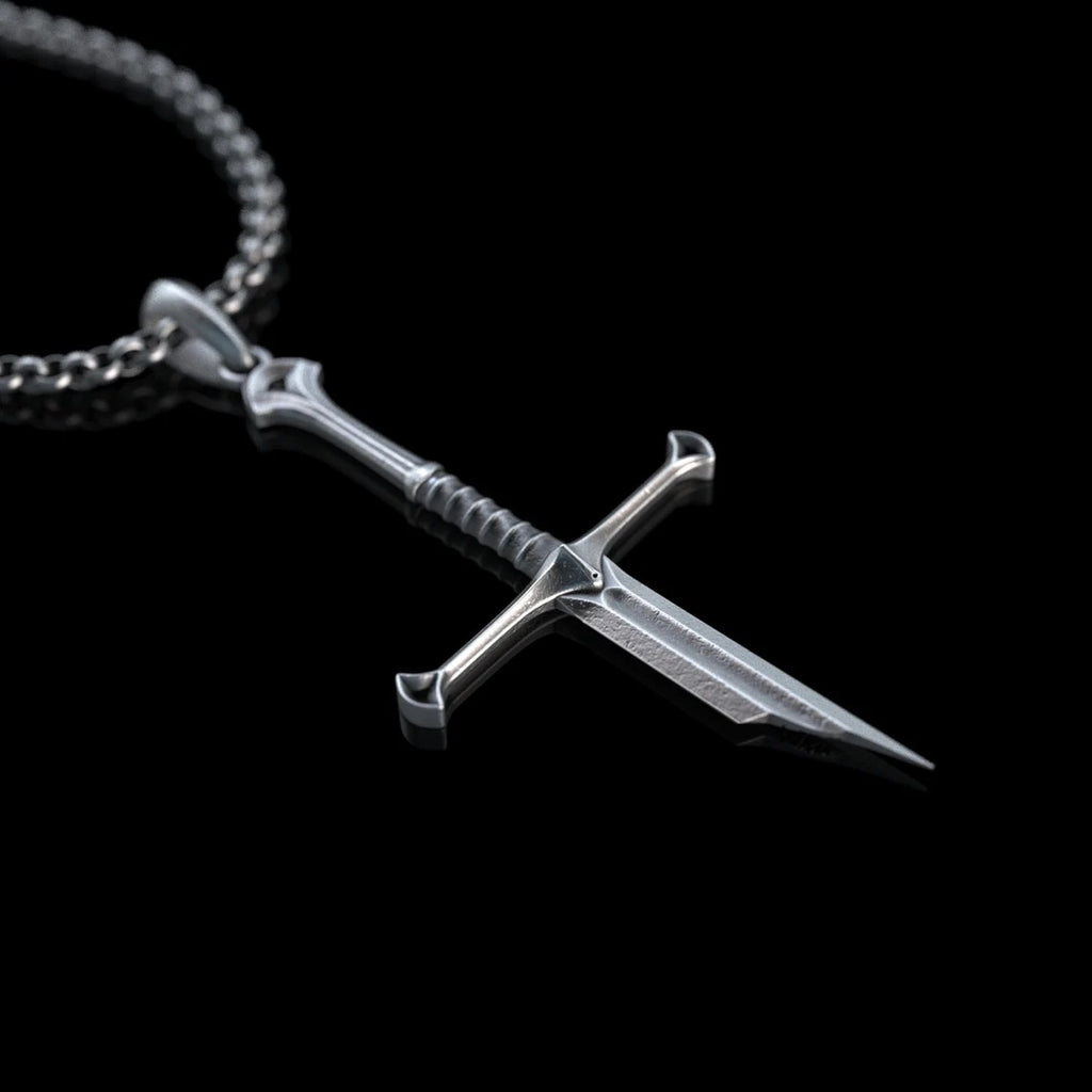 Unique Broken Sword Pendant Necklace - Stylish Gothic Jewelry for Men and Women