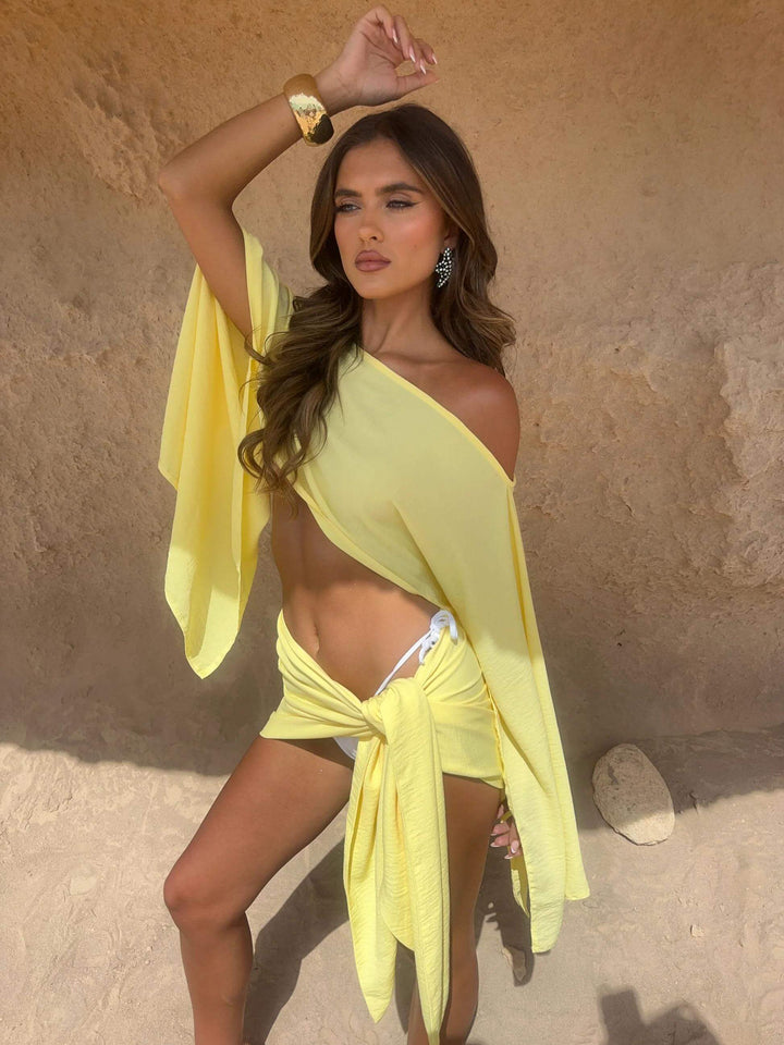 Women's Lightweight Linen Sarong Set for Beachwear and Resort Wear