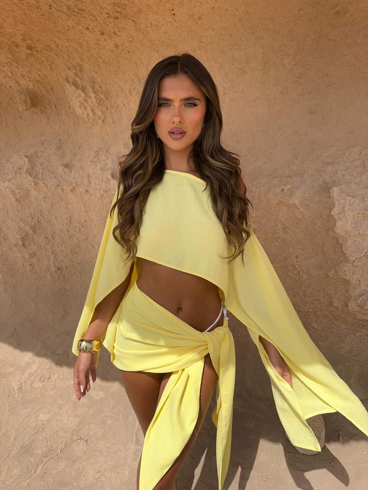 Women's Lightweight Linen Sarong Set for Beachwear and Resort Wear