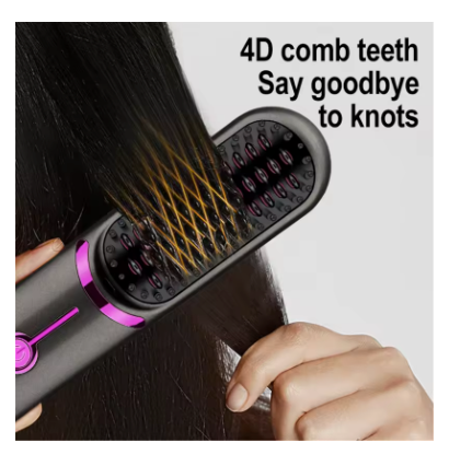 Portable Wireless Electric Hair Straightening Brush - Rechargeable Cordless Heating Comb for Effortless Styling