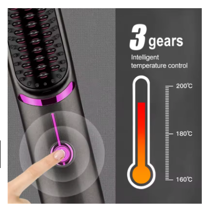 Portable Wireless Electric Hair Straightening Brush - Rechargeable Cordless Heating Comb for Effortless Styling