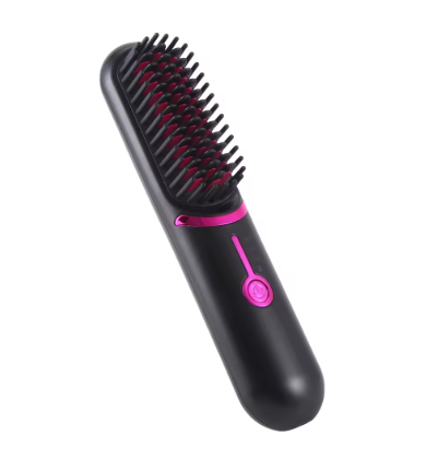 Portable Wireless Electric Hair Straightening Brush - Rechargeable Cordless Heating Comb for Effortless Styling