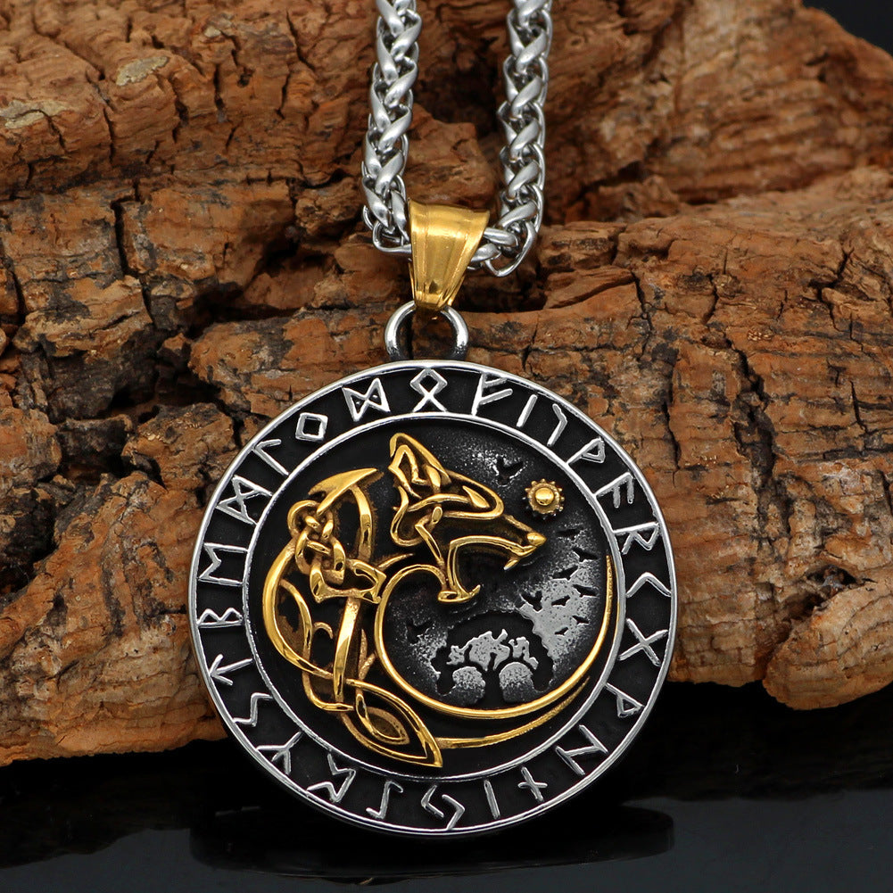 Viking Fenrir Wolf Pendant Necklace - Norse Mythology Jewelry