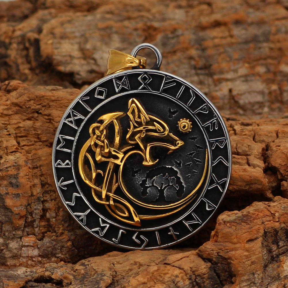 Viking Fenrir Wolf Pendant Necklace - Norse Mythology Jewelry