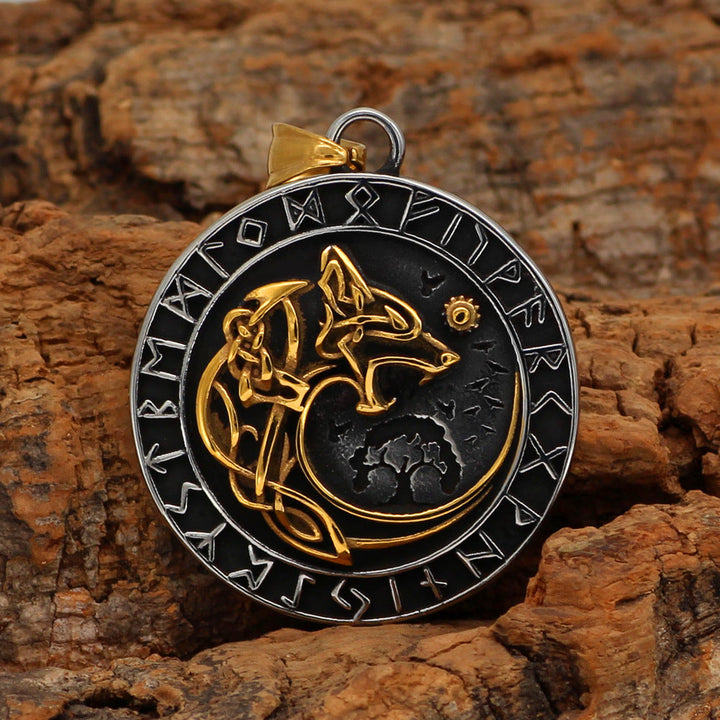 Viking Fenrir Wolf Pendant Necklace - Norse Mythology Jewelry