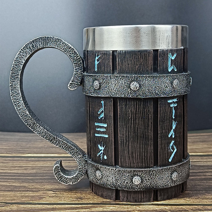 Unique Handcrafted Nordic Rune Ceramic Mug - Viking Style Drinking Cup for Beverages