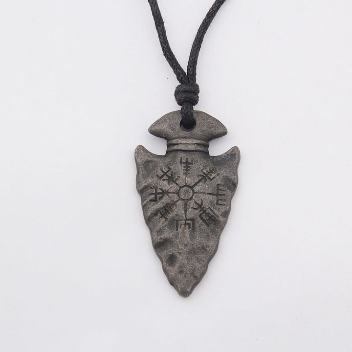 Viking-Inspired Vegvisir Symbol Necklace with Odin's Spear Design