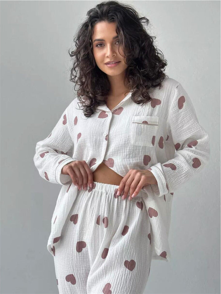 Women's Cotton Long Sleeve Pajama Set - Comfortable Homewear