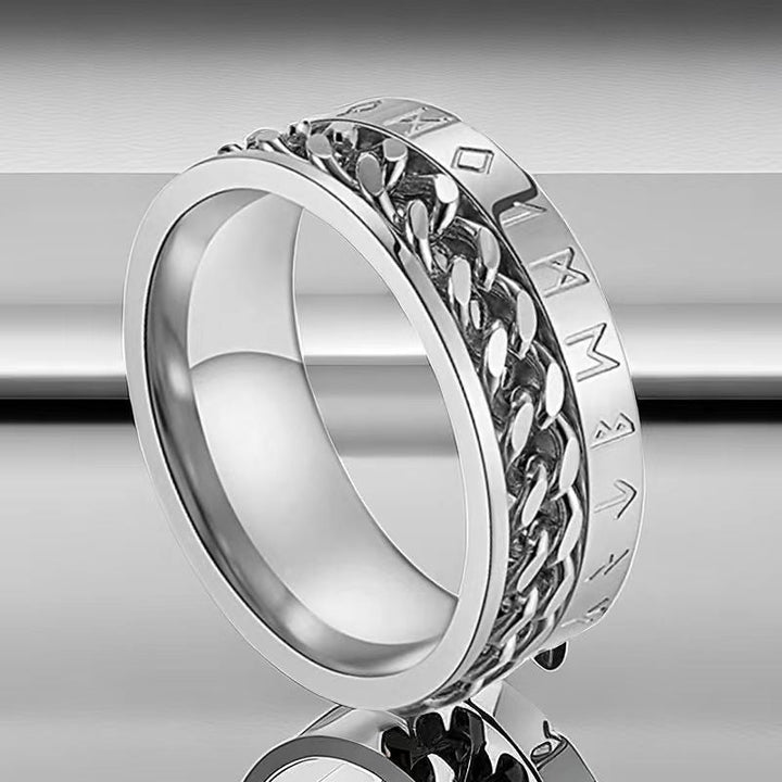 Engraved Rotating Rune Ring - Adjustable Spinner Jewelry for Men and Women