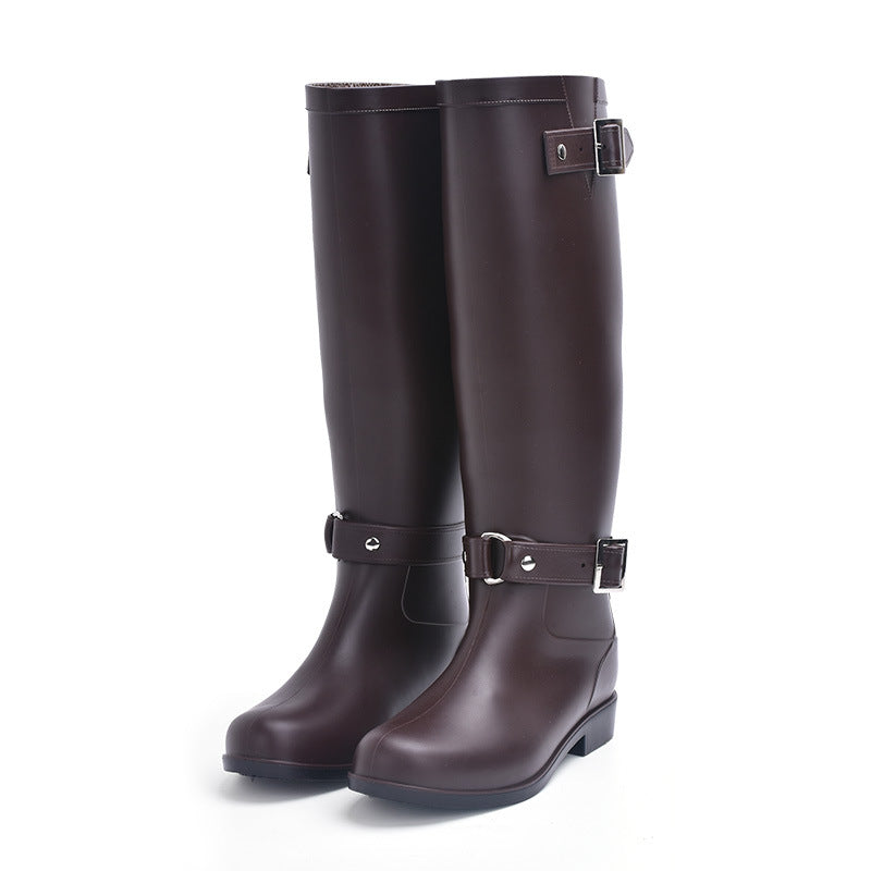 Women's High-Top Waterproof Rain Boots with Zipper and Martin Boot Design for Outdoor, Motorcycle, and Rainy Weather