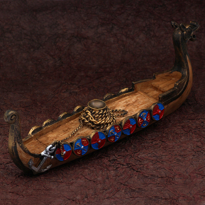 Viking Longship Incense Burner - Drakkar Style Aromatherapy Holder