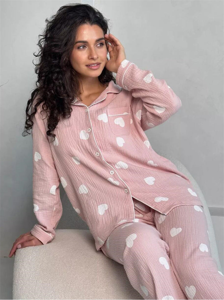 Women's Cotton Long Sleeve Pajama Set - Comfortable Homewear