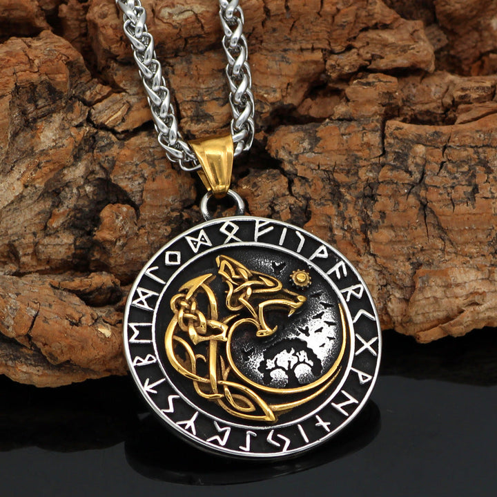 Viking Fenrir Wolf Pendant Necklace - Norse Mythology Jewelry