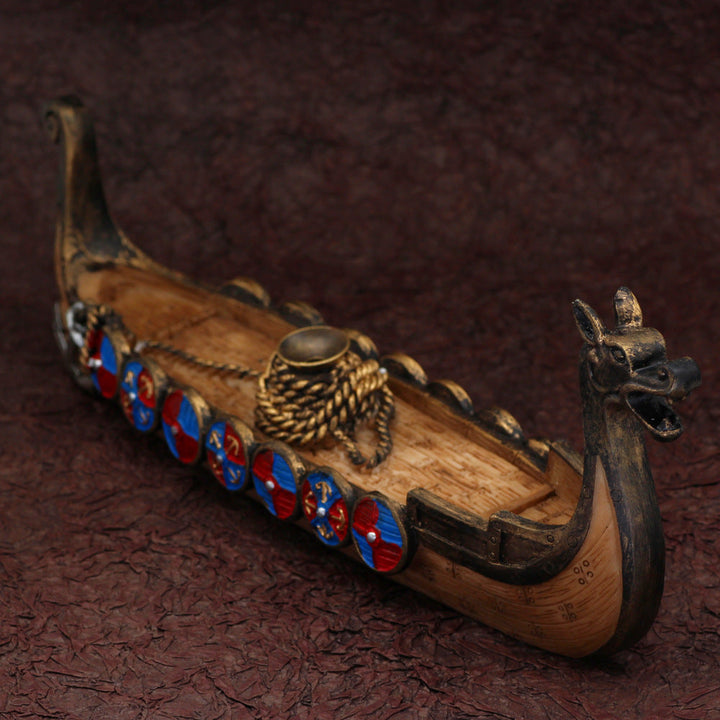 Viking Longship Incense Burner - Drakkar Style Aromatherapy Holder