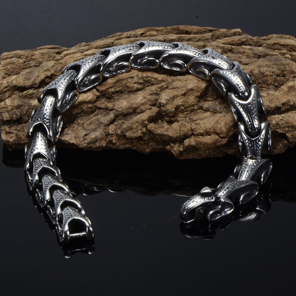 Viking-Inspired Jormungandr Snake Bracelet - Norse Mythology Jewelry