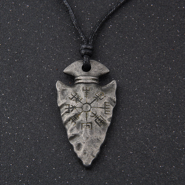 Viking-Inspired Vegvisir Symbol Necklace with Odin's Spear Design