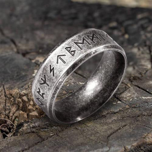 Engraved Runic Alphabet Adjustable Ring - Unique Norse Symbol Jewelry