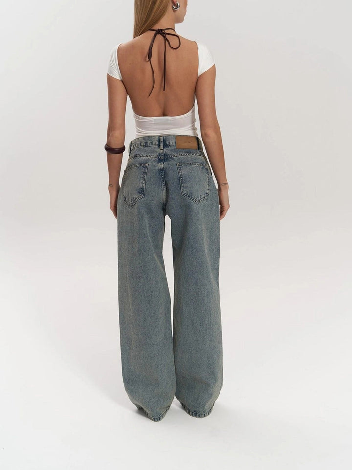 Women's Blue Transparent High-Waisted Jeans for Stylish Casual Wear
