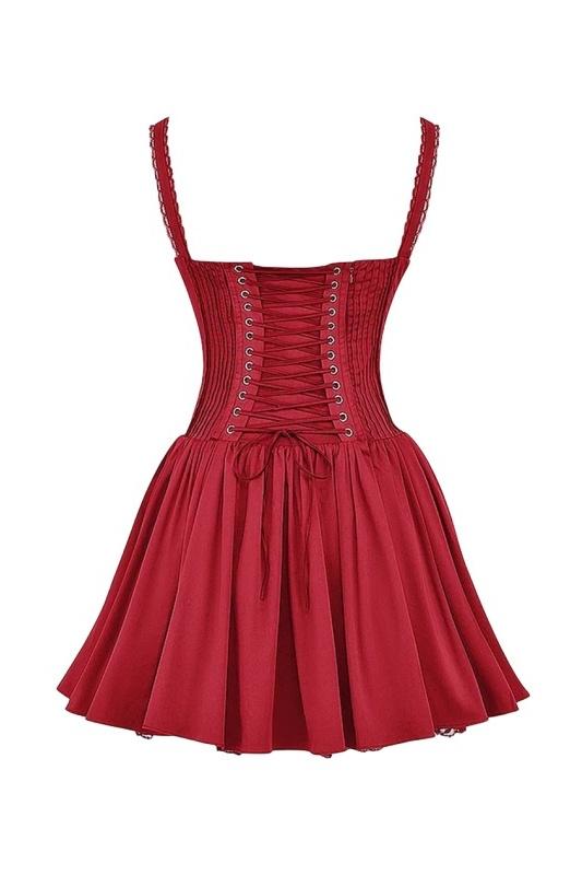 Lace Corset Mini Puff Dress for Women - Elegant Evening Wear