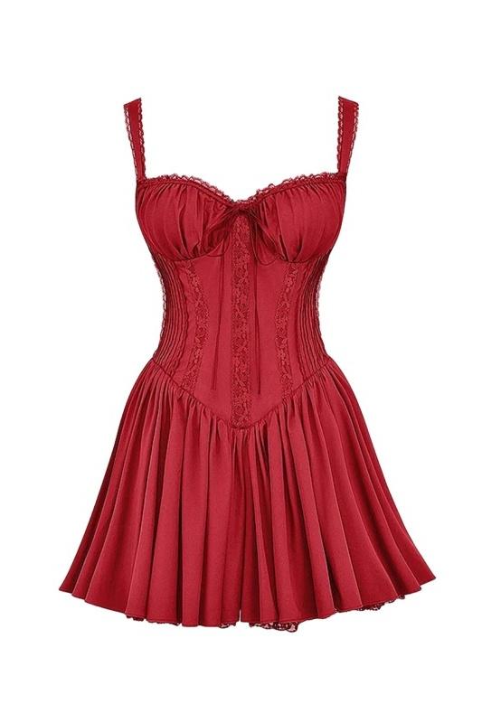 Lace Corset Mini Puff Dress for Women - Elegant Evening Wear