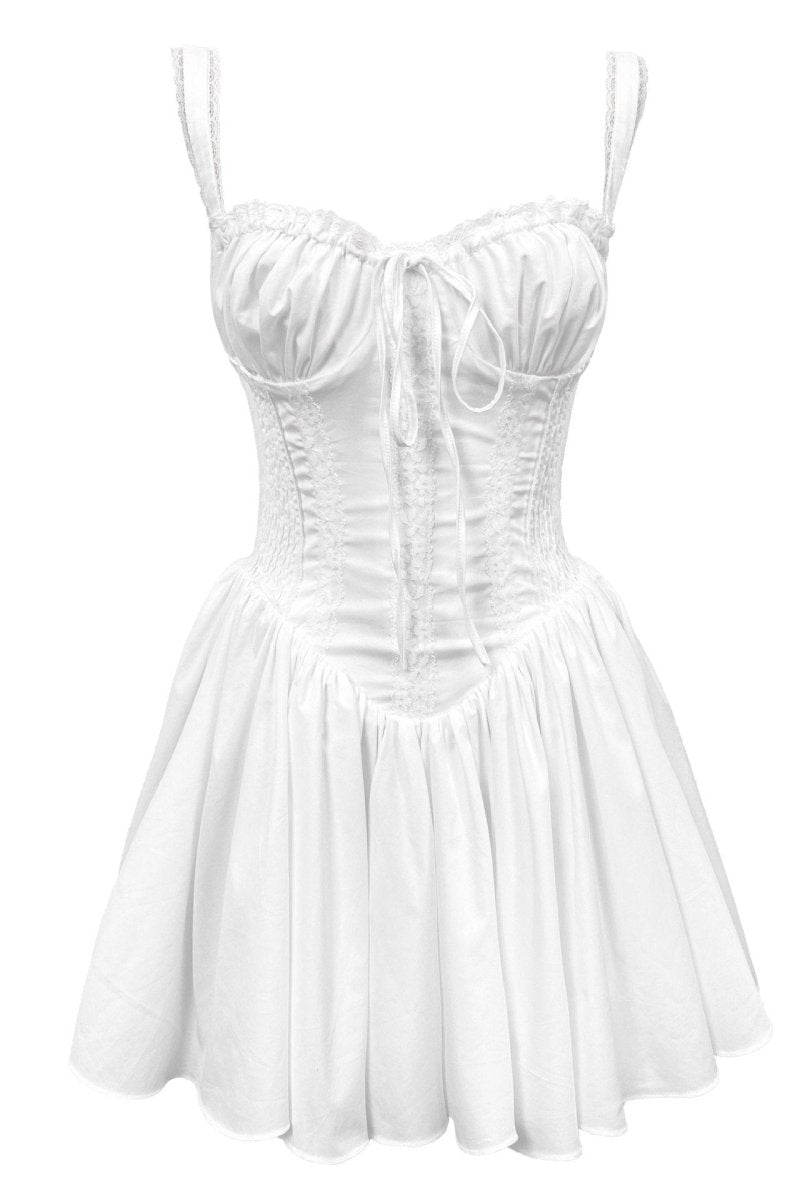 Lace Corset Mini Puff Dress for Women - Elegant Evening Wear