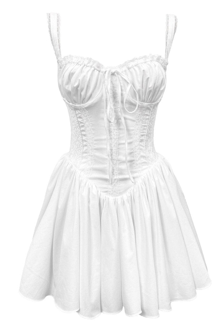 Lace Corset Mini Puff Dress for Women - Elegant Evening Wear