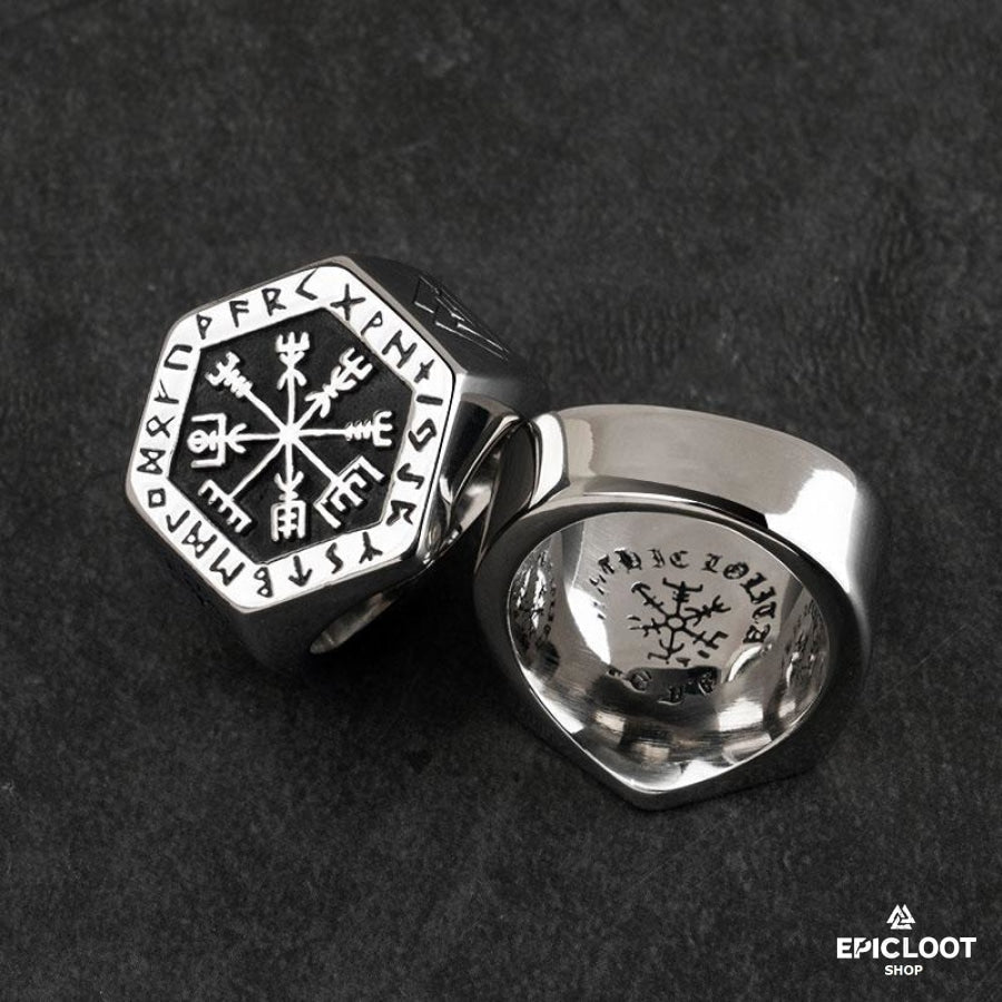 Vegvisir Resilience Compass Ring - Symbol of Strength and Guidance